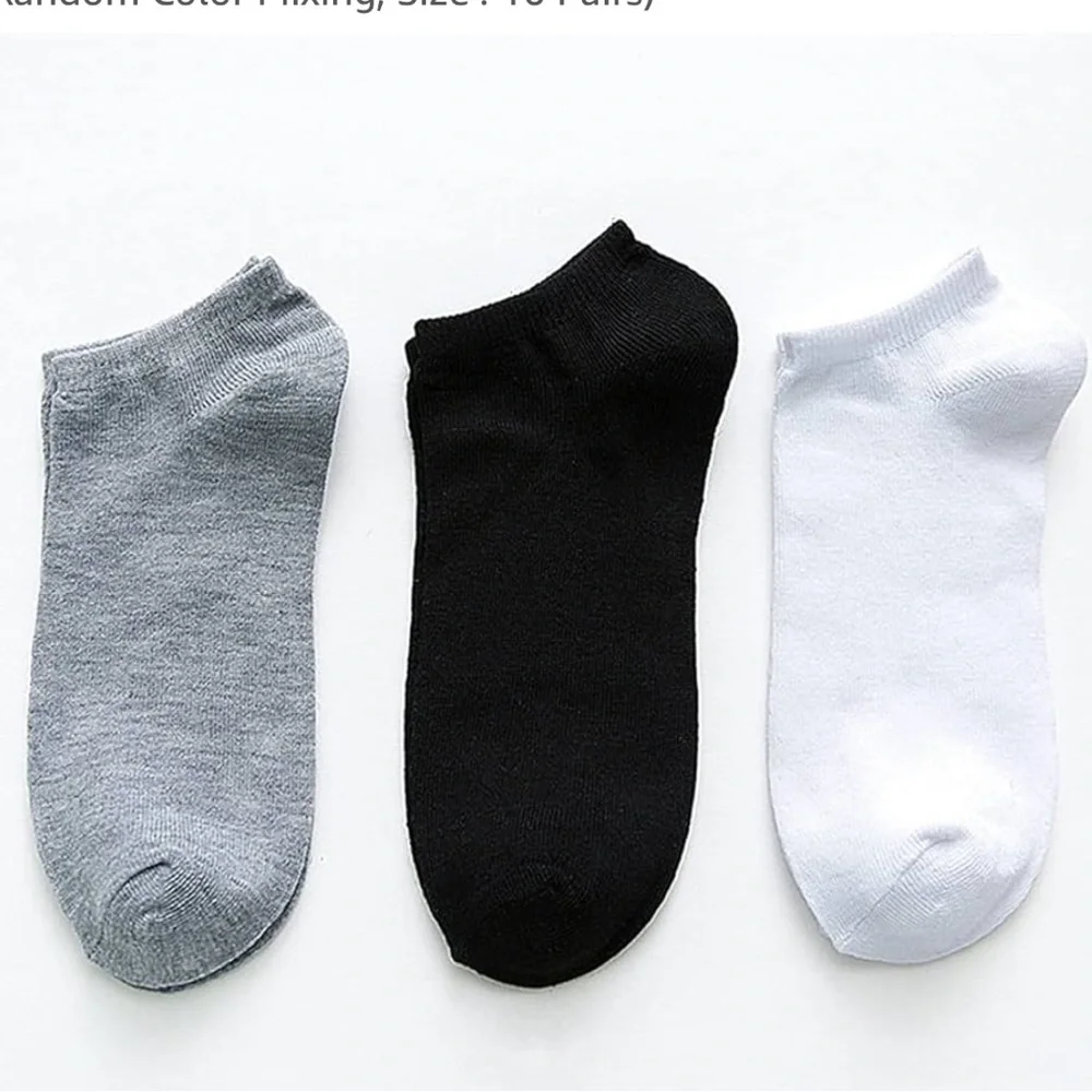 12 pairs of low-cut socks, white, black, and gray
